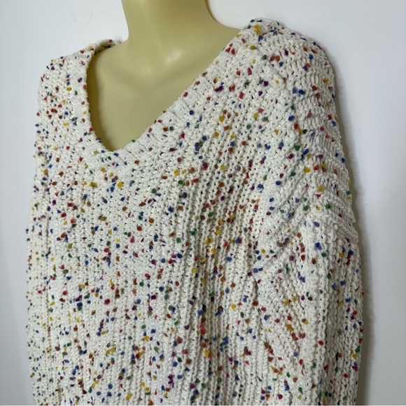 I.N. San Francisco White V-neck with Multicolor Specks size M - Picture 4 of 8